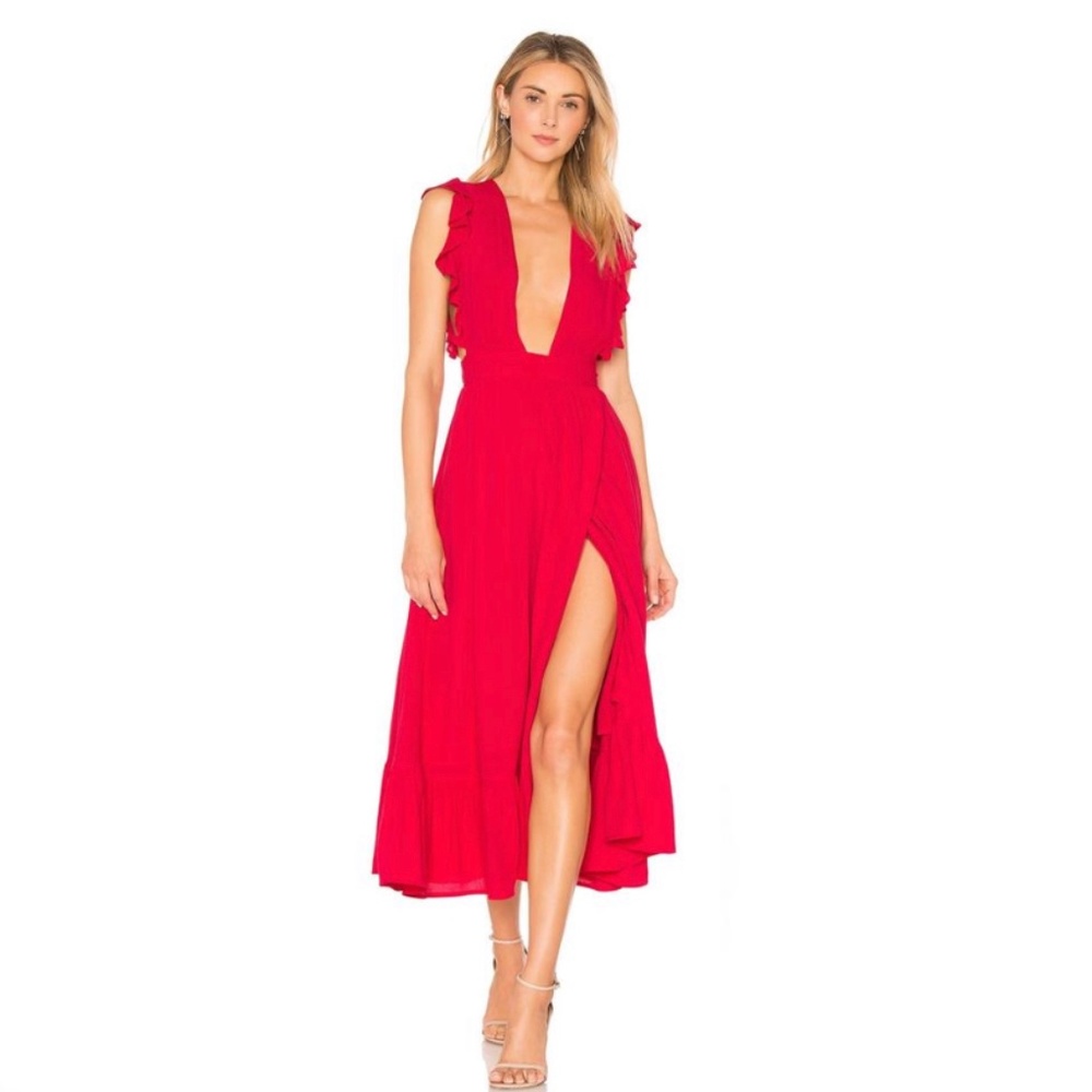 Red Majorelle Midi Dress